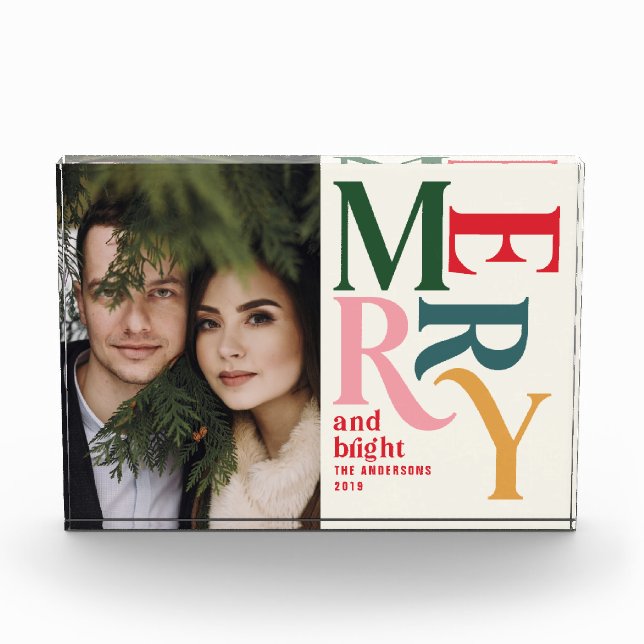 Colourful vintage merry christmas one photo (Front)