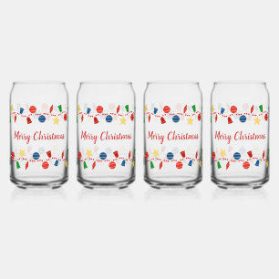 Colourful vintage Merry Christmas ornaments Can Glass