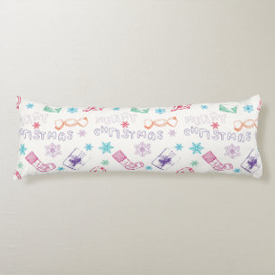 Colourful vintage merry christmas pattern body pillow