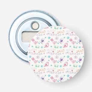 Colourful vintage merry christmas pattern bottle opener