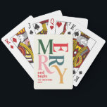 Colourful vintage merry christmas retro merry playing cards<br><div class="desc">Colourful vintage graphic typography merry christmas card. Part of a bold fun holiday collection.</div>
