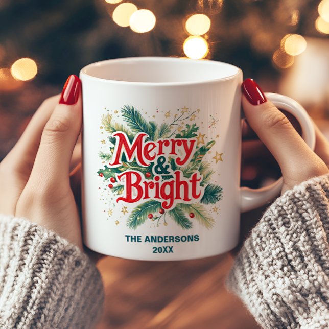 Colourful Vintage Merry Christmas Simple Elegant Coffee Mug (Creator Uploaded)