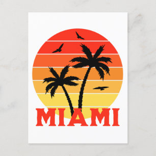 Colourful Vintage Miami Sunset Postcard