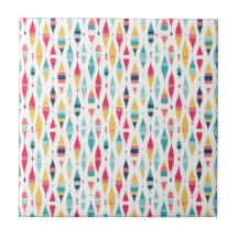 Colourful Vintage Mod Inspired Ceramic Tile