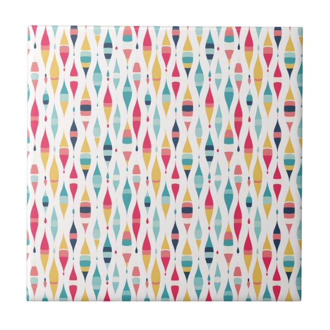 Colourful Vintage Mod Inspired Ceramic Tile (Front)