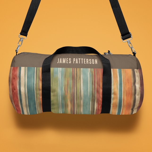 Colourful Vintage Painted Stripes Personalized Nam Duffle Bag (Creator Uploaded)