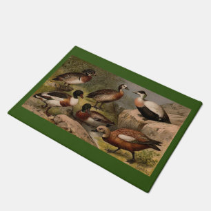 Colourful vintage painting of ducks doormat