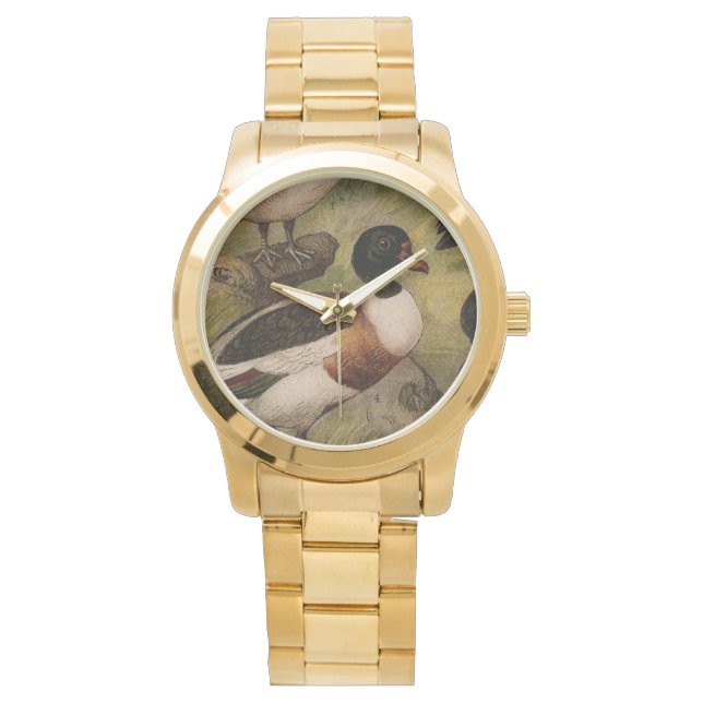 Colourful vintage painting of ducks watch (Front)