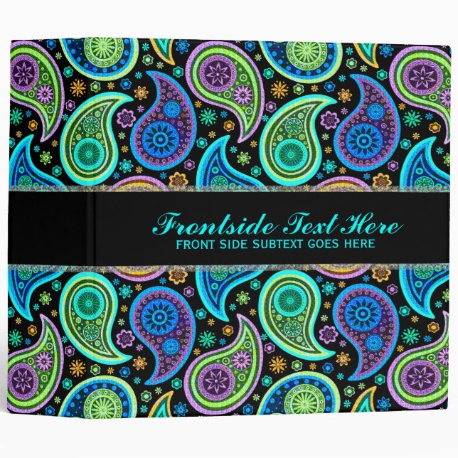 Colourful Vintage Paisley Pattern Binder (Front/Spine)