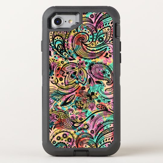 Colourful Vintage Paisley Pattern OtterBox Defender iPhone 8/7 Case