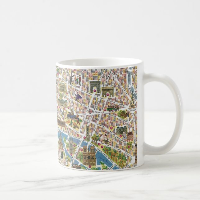 Colourful Vintage Paris Map Coffee Mug (Right)