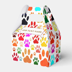 Colourful Vintage Print Dog Paws All Over Favor Box