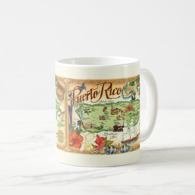 Colourful Vintage Puerto Rico  Coffee Mug (Front Right)
