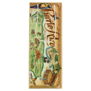 Colourful Vintage Puerto Rico Map Wine Bag