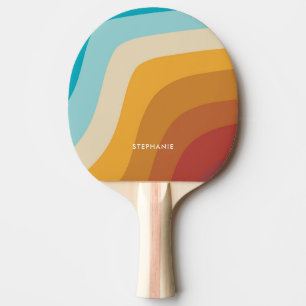 Colourful Vintage Rainbow Waves Personalized  Ping Pong Paddle