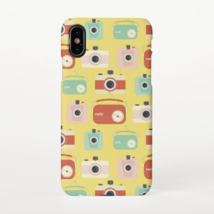 Colourful Vintage Retro Camera and Radio Pattern iPhone XS Case