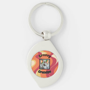 Colourful Vintage Retro "Groovy Grandpa" Photo Keychain