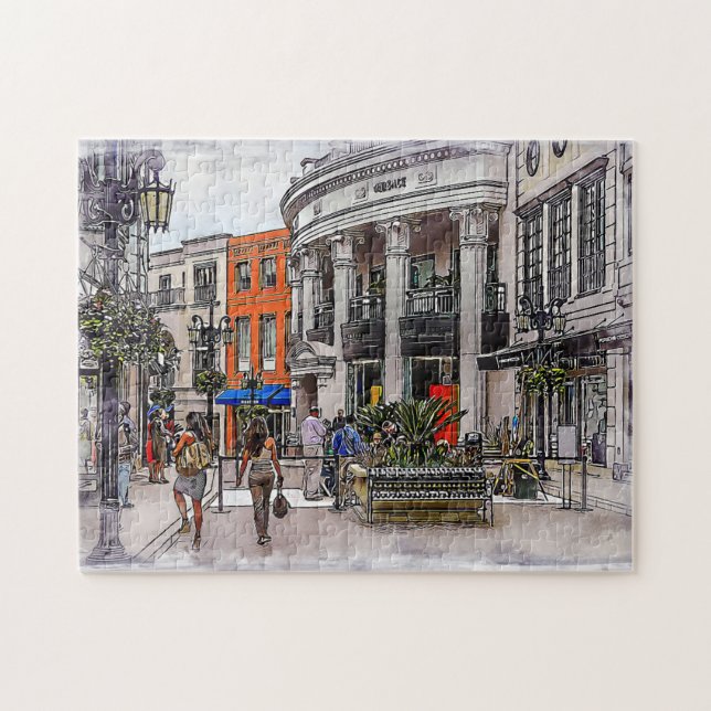 Colourful Vintage Romance Travel Girly Jigsaw Puzzle (Horizontal)