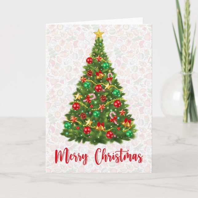 Colourful Vintage Rustic Merry Christmas Holiday Card (Front)