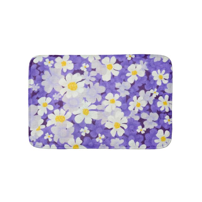 Colourful Vintage: Seamless Flower Pattern Bath Mat (Front)