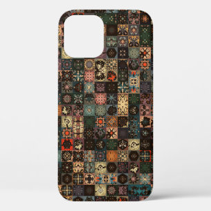 Colourful vintage seamless pattern with floral and iPhone 12 case