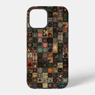 Colourful vintage seamless pattern with floral and iPhone 12 case