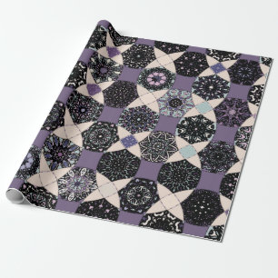 Colourful vintage seamless pattern with floral and wrapping paper