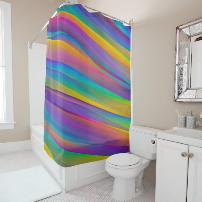 Colourful Vintage Spectrum Waves | Shower Curtain (In Situ)
