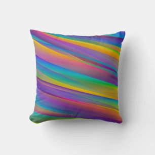 Colourful Vintage Spectrum Waves   Throw Pillow