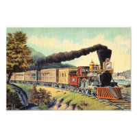 Colourful Vintage Steam Train Art, Postcard Vs 2