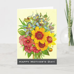 Colourful, Vintage Style Flowers Mother's Day Card