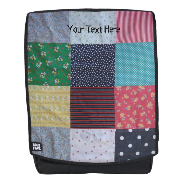 colourful vintage style patchwork fabric backpack (Front)