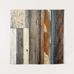 Colourful Vintage Timber Panels with peeling paint Tapestry