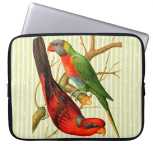 Colourful Vintage Tropical Parrots Illustration Laptop Sleeve