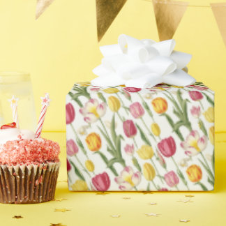 Colourful Vintage Tulips Wrapping Paper