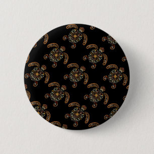Colourful vintage turtle design 2 inch round button