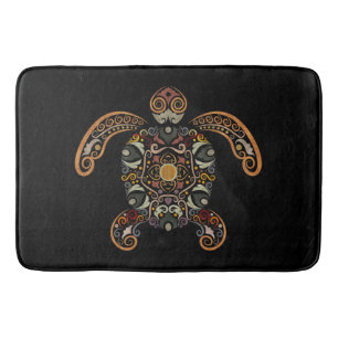 Colourful vintage turtle design bath mat