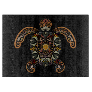 Colourful vintage turtle design cutting board