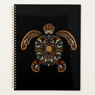 Colourful vintage turtle design gunmetal finish mo planner