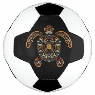 Colourful vintage turtle design gunmetal finish mo soccer ball