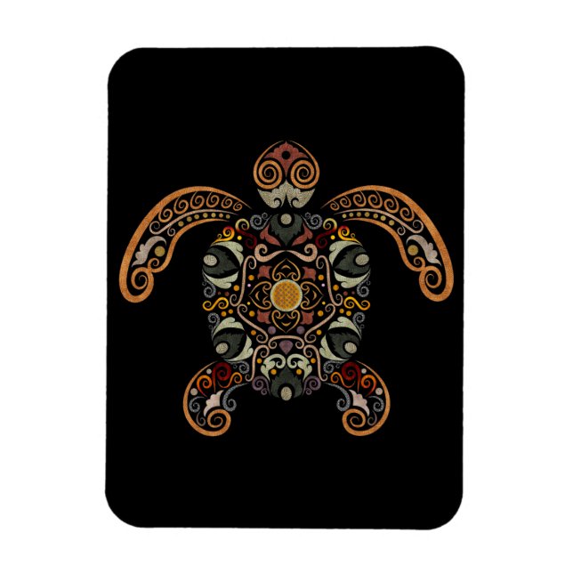 Colourful vintage turtle design magnet (Vertical)