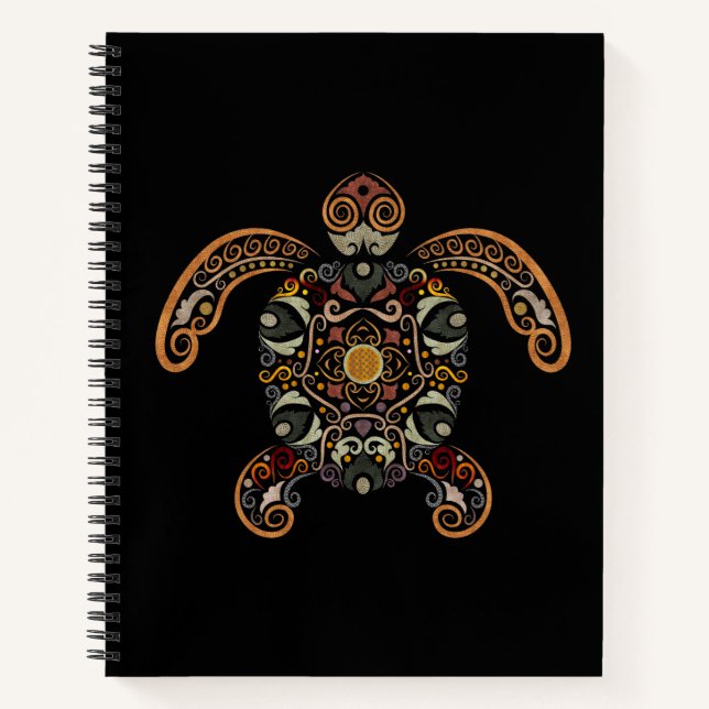 Colourful vintage turtle design notebook (Front)