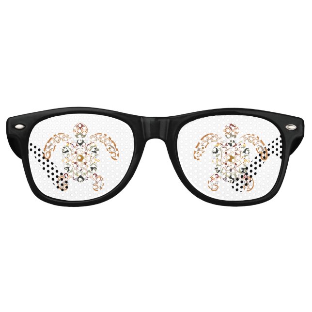 Colourful vintage turtle design retro sunglasses (Front)