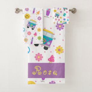 Colourful Vintage Van Sunny Custom Bath Towel Set