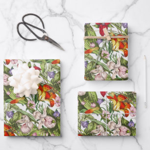 Colourful Vintage Watercolor Floral Pattern Wrapping Paper Sheet