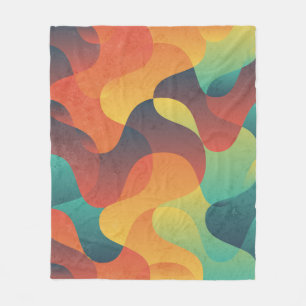 Colourful vintage wave abstract pattern fleece blanket