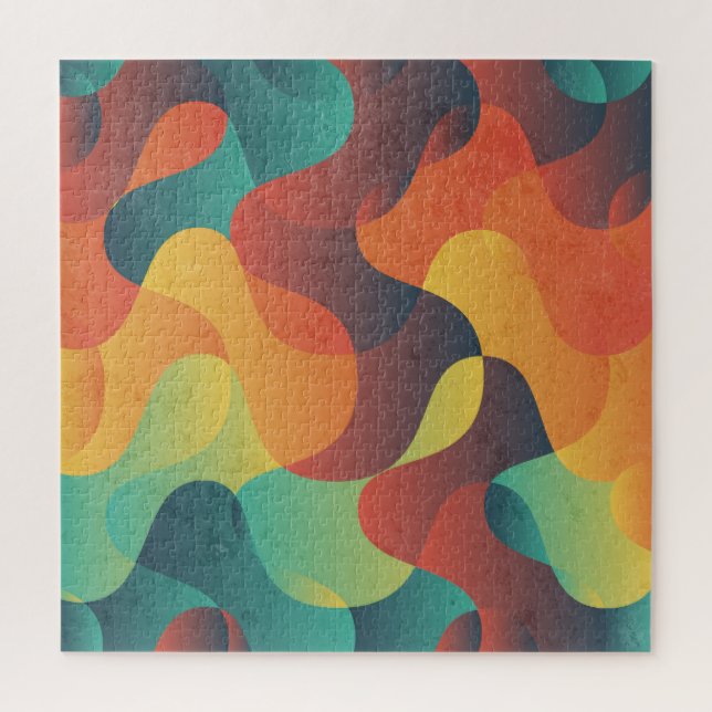 Colourful vintage wave abstract pattern jigsaw puzzle (Vertical)