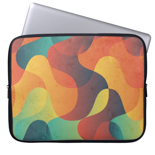 Colourful vintage wave abstract pattern laptop sleeve (Front)