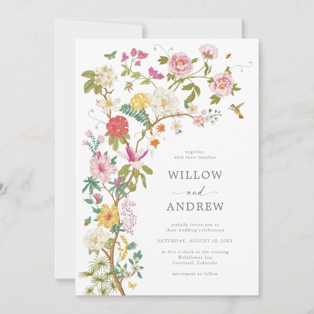 Colourful Vintage Wedding Invitation (Front)