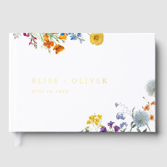 Colourful Vintage Wildflower Wedding  Guest Book (Front)
